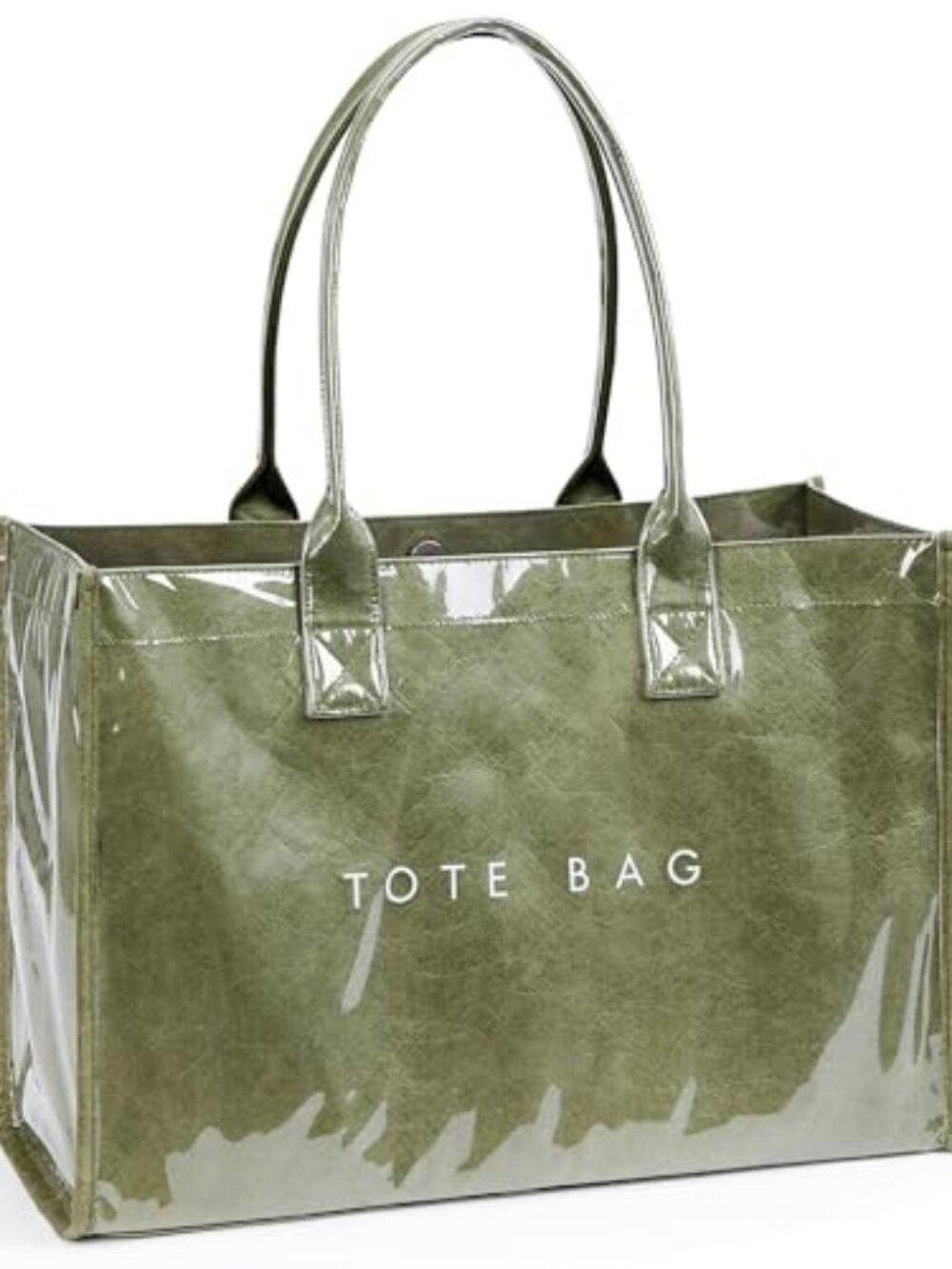 PVC Tote Bag Women’s Kraft Paper Work Handbags Purses with Top Handle
